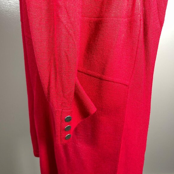 Premise Studio Red Shawl Neck Open Front 3/4 Sleeve Cardigan Sweater S - Picture 10 of 12